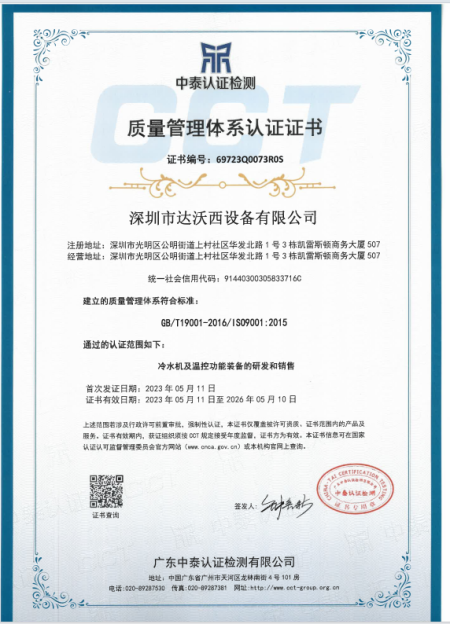 ISO9001認證書